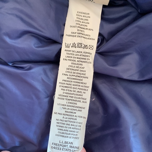 L.L. Bean DownTek 800 Lightweight Down Puffer Coat  Blue Packable Jacket Size XL - Picture 12 of 14